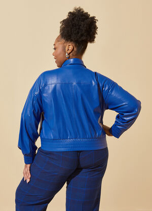 Faux Leather Bomber Jacket, Surf The Web image number 1