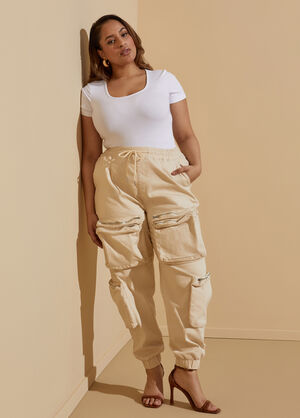 Mid Rise Cargo Joggers, Ivory image number 0