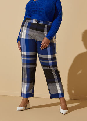 Plaid Mid Rise Ankle Pants, Surf The Web image number 0