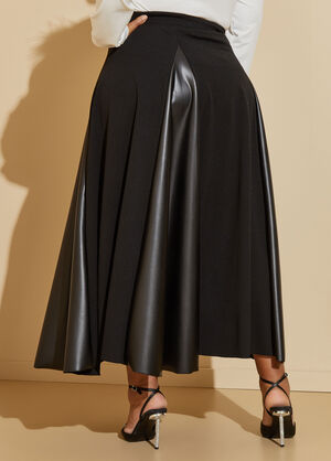 Faux Leather Paneled Maxi Skirt, Black image number 1