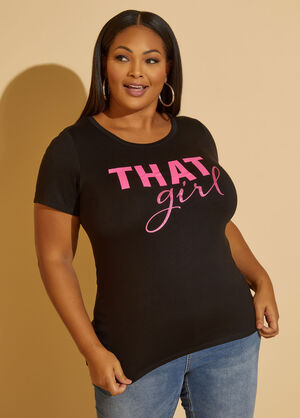 That Girl Glittered Graphic Tee, Black image number 0