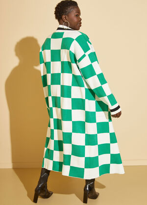 Checked Intarsia Duster, Green image number 1
