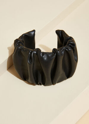 Scrunched Faux Leather Cuff, Black image number 0