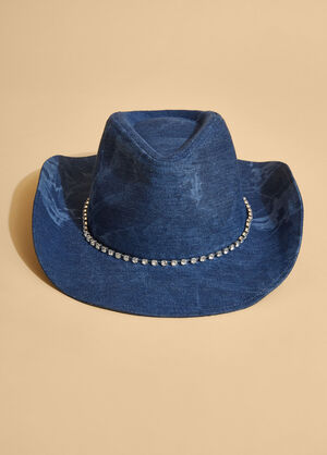 Whiskered Denim Cowboy Hat, Denim image number 0