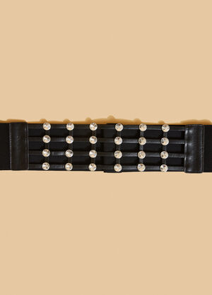 Embellished Caged Stretch Belt, Black image number 1